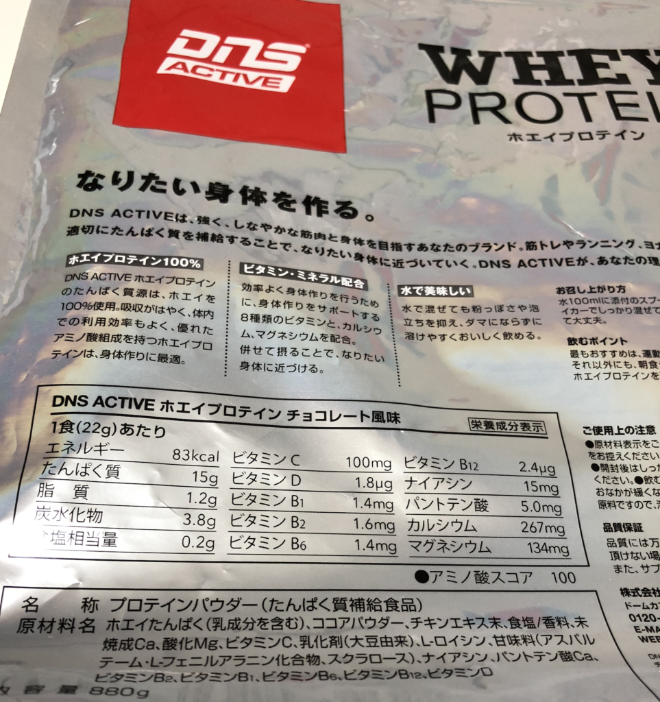 DNS ACTIVE ホエイプロテインチョコレート風味